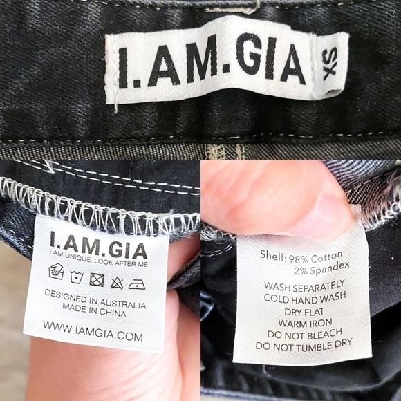 I.AM.GIA Pant Lunar Sun Moon Rose Thorn Snake Denim Mid-Rise Black XS EUC - Picture 4 of 8